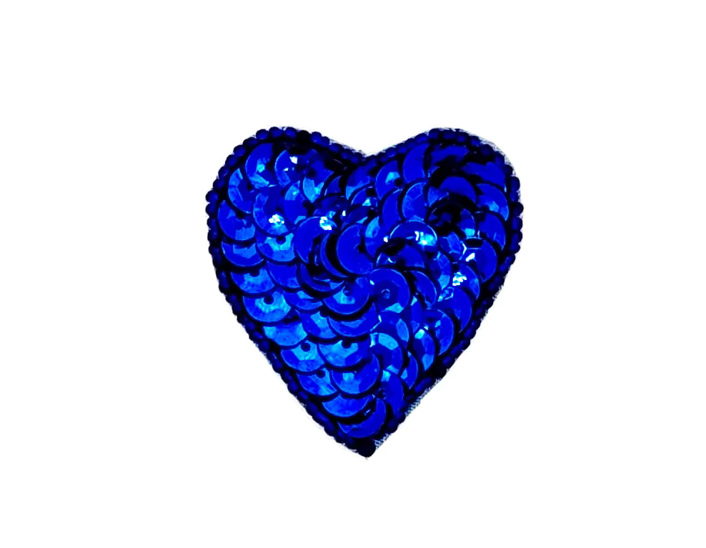 Heart Appliqué -  Royal Blue Sequins/Beads 1.75" x 1.5