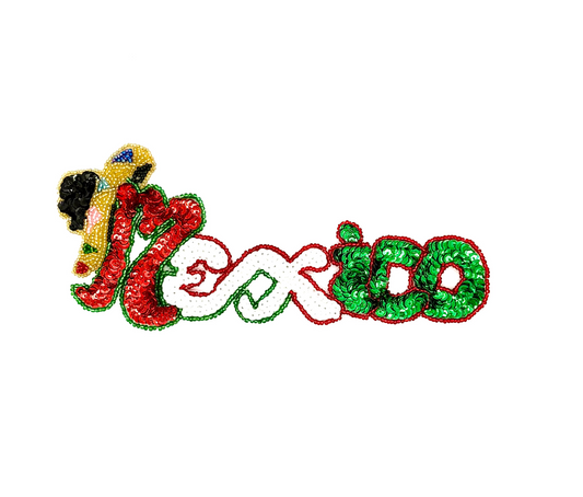 The Word “Mexico” - MultiColored Sequins/Beads - 8.5" x 3.5"