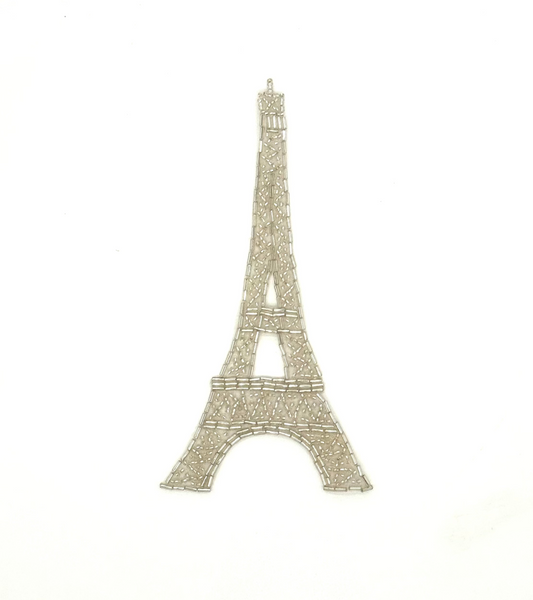 Torre Eiffel - Abalorios de Cristal Plateados 6.5" x 3"