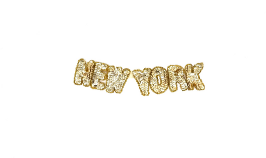 The Word “New York” - Gold Sequins/Beads 9" x 2"