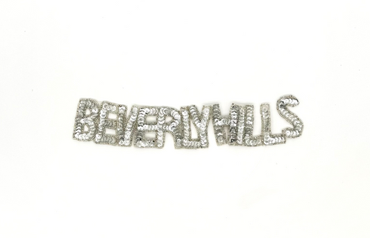 The Word “Beverly Hills” - Silver Sequins/Glass Beads  10" x 2"