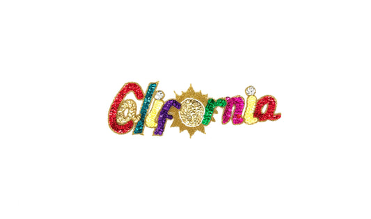 The Word “California” - Multicolored Sequins - Gold/White Glass Beads 10" x 3.5"