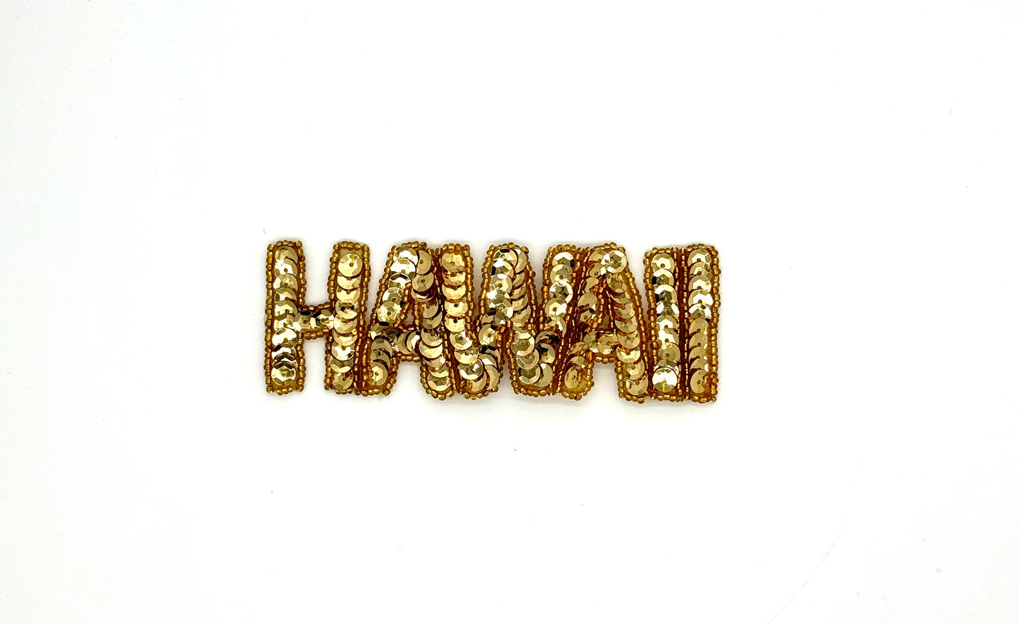 The Word “Hawaii” - Gold Sequins/Glass Beads 5" X 2"