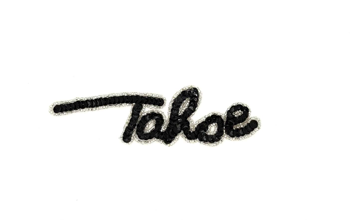 The Word "Tahoe"- Choice of Red/Black Sequins - Silver Glass Beads 6" x 2.5"
