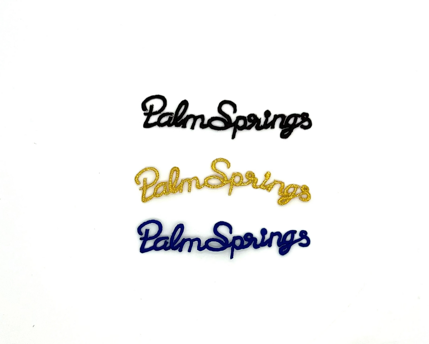 La palabra "Palm Springs" bordada para planchar, 3.5" x .5"