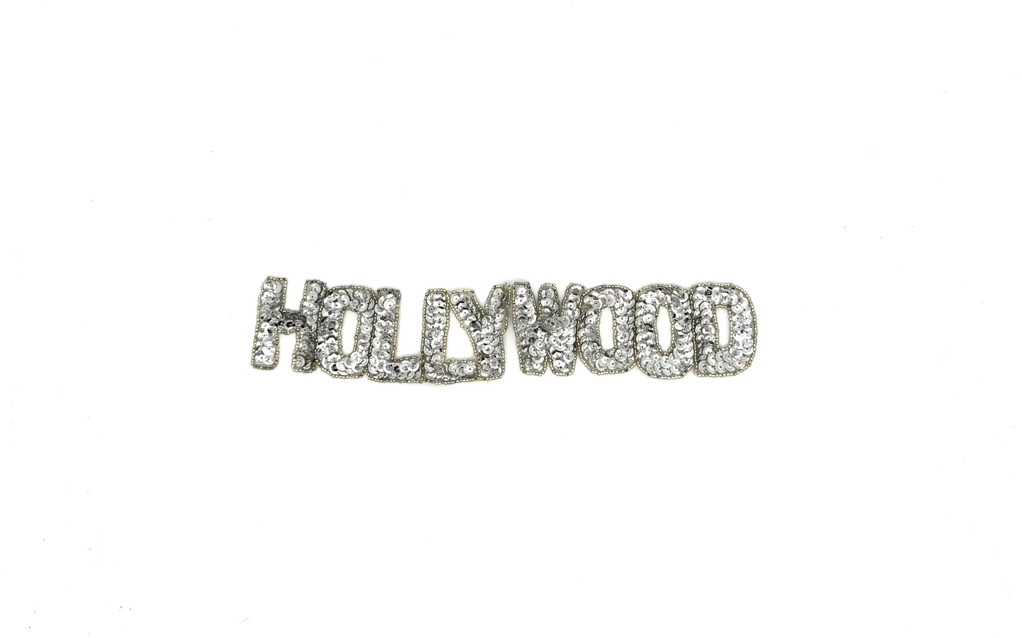 The Word “Hollywood” - Silver Sequins/Beads 10" X 2"