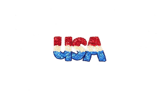 USA - Red/Beige/Blue Sequins - Red/White/Blue Glass Beads 5.5" X 3"