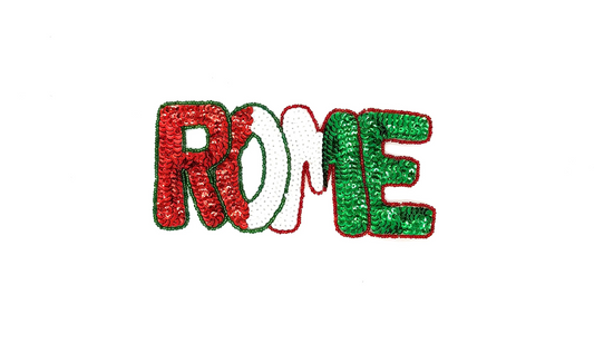 The Word “Rome” - MultiColored Sequins/Beads 7" x 3.5"
