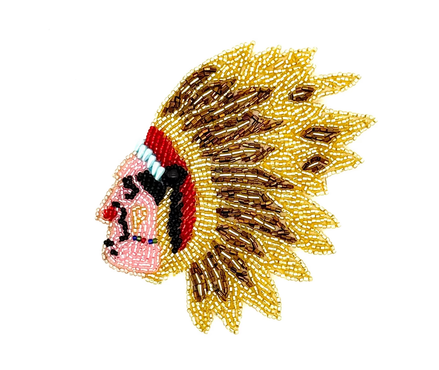Jefe nativo americano con tocado multicolor de 5" x 3.5"