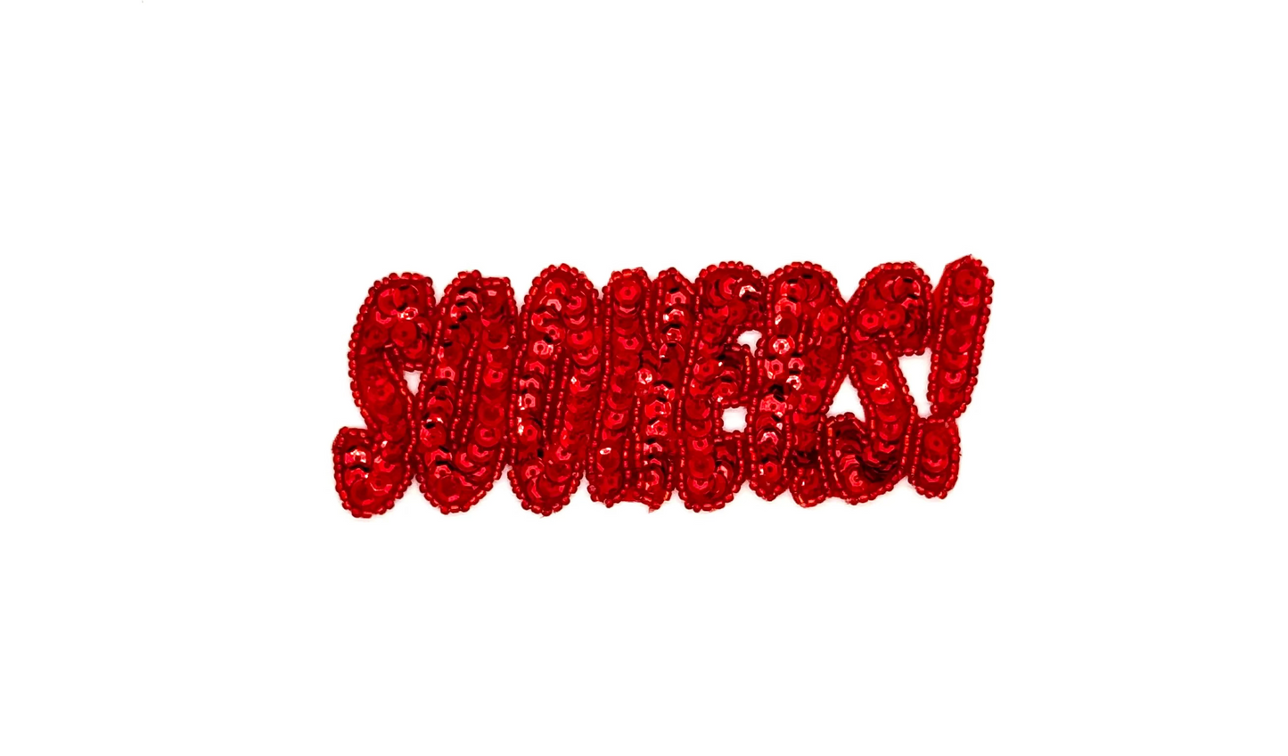 OKLAHOMA SOONERS USA Football Programs - Red Sequins/Beads 5" x 2"