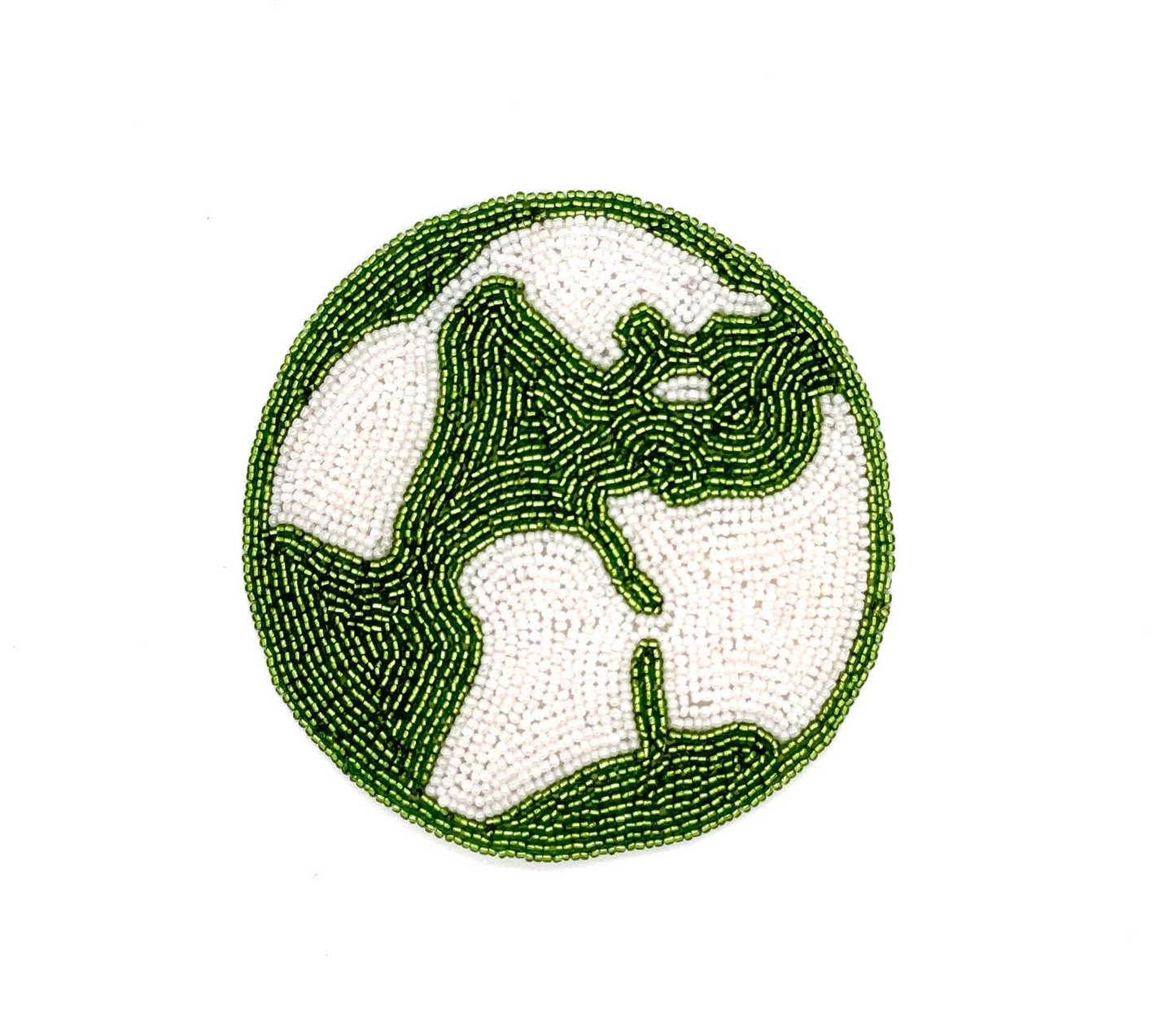 Aplique Tierra Verde - Cuentas de cristal blanco/verde de 12,7 cm x 12,7 cm