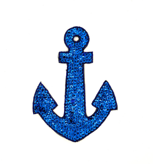 Anchor - Royal Blue or Purple Sequins/Beads - Large 7.5" x 5.5"