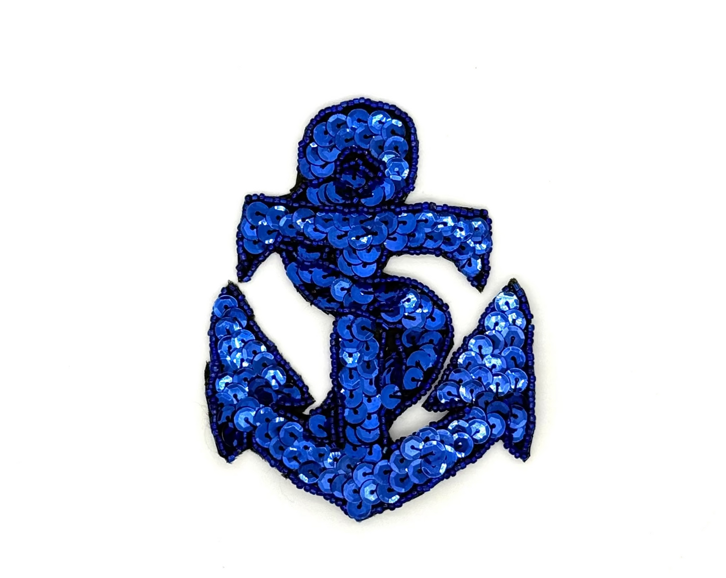 Anchor with Rope -  Choice of Royal Blue or Blue Sequins Purple Beads 4.5" x 3.5"