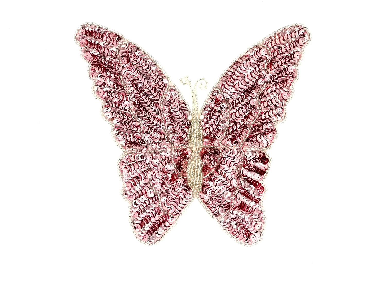 Butterfly - Choice of Pink or Orchid Pink Sequins and Silver Beads 7.5" x 7"