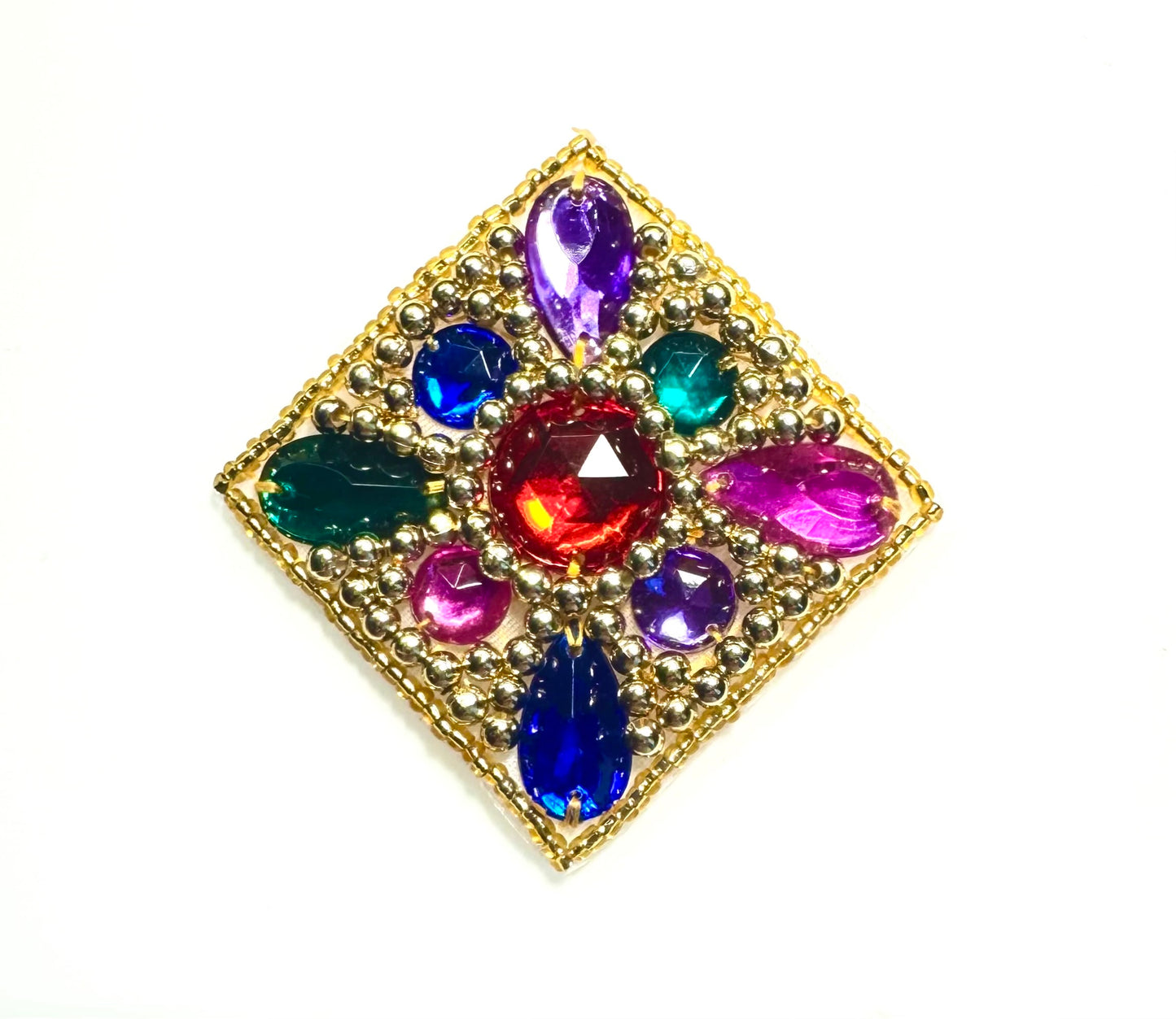 Designer Motif Square or Diamond with Multicolored Beads 2" x 2"