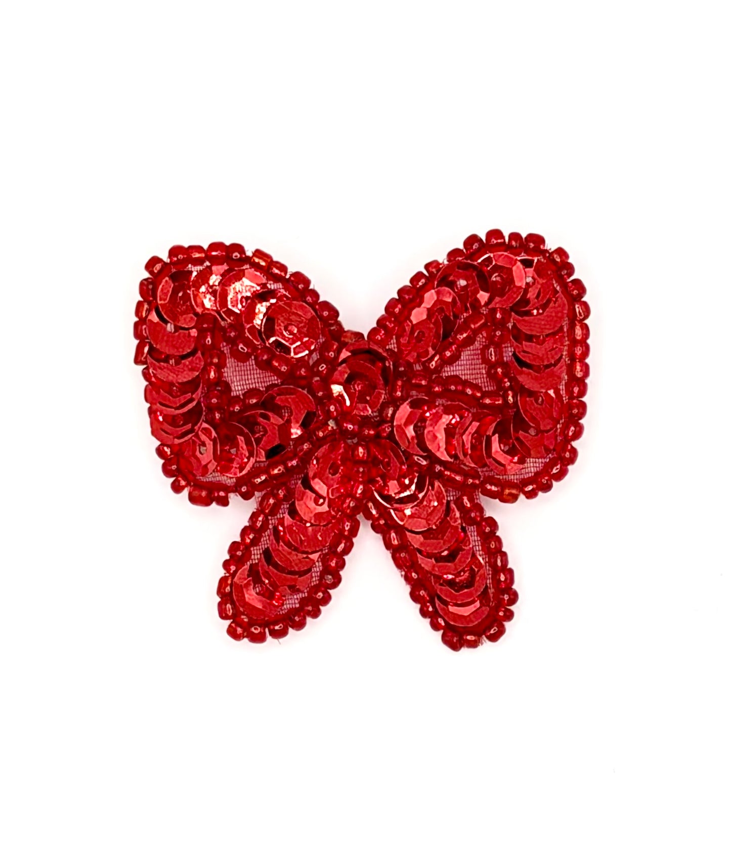 Moño - Lentejuelas Rojas y Cuentas de Cristal 4.45 cm x 3.81 cm