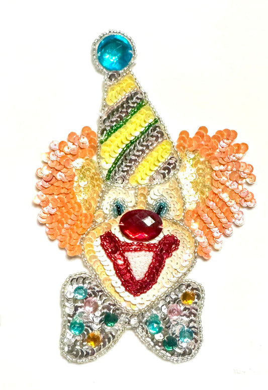 Clown with Hat, Peach Hair and Bow with Stones 6.75" x 4.5"