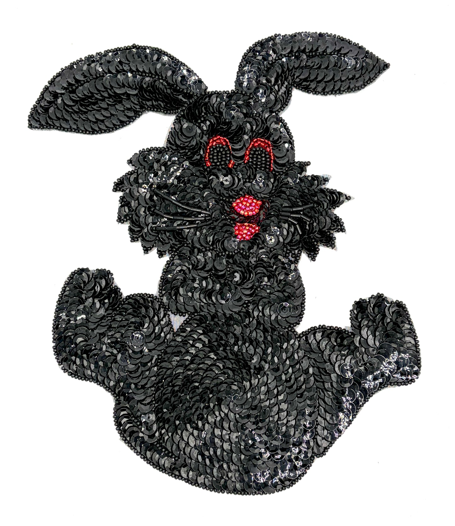 Rabbit with Black Sequins and Beads 8.25" X 6.5"