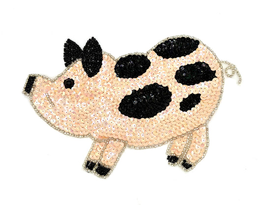 Pig with Sequins and Glass Beads 9" x 5.75"