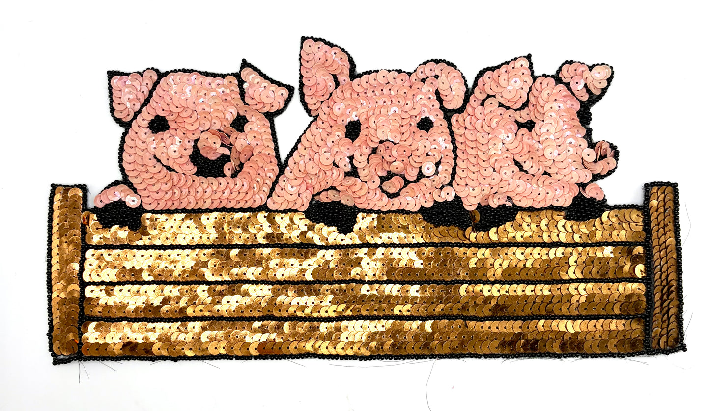 Three Little Pigs - Choice of Color: Light Pink or Bright Pink 11.25" x 5.75"