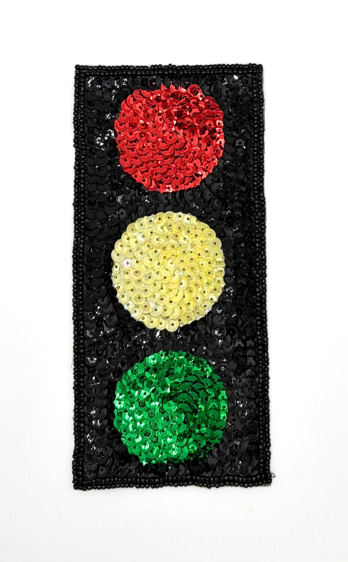 Aplique de Semáforo con Lentejuelas y Cuentas Rojas, Amarillas, Verdes y Negras - Elija entre los tamaños 27,94 cm x 10,16 cm o 15,24 cm x 7,62 cm