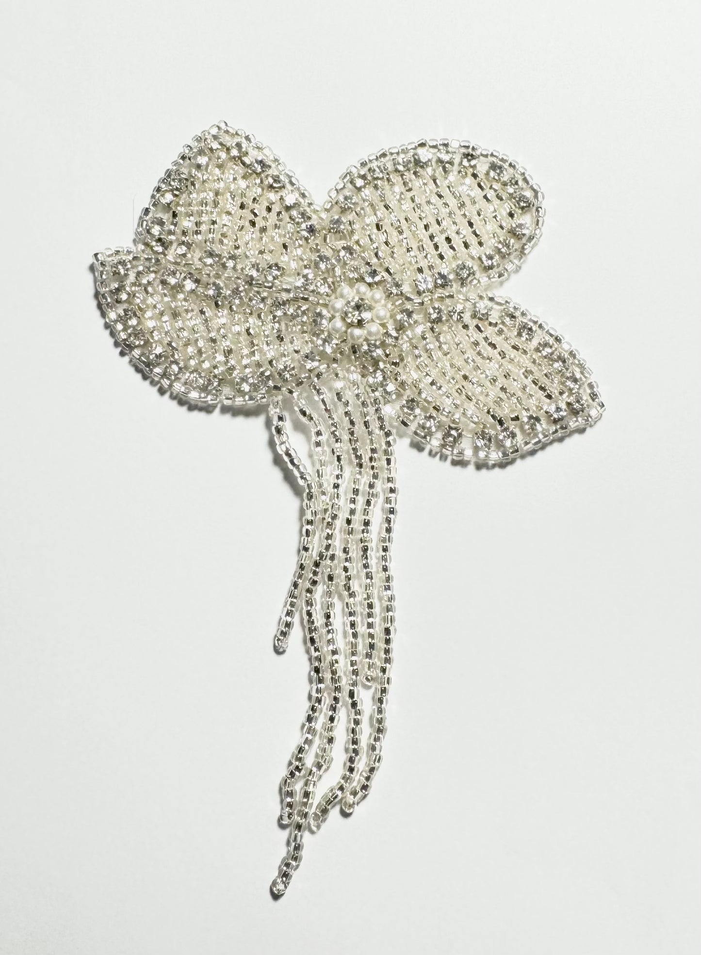 Flower Epaulet with Rhinestones and Pearls 6.5" x 4.5"