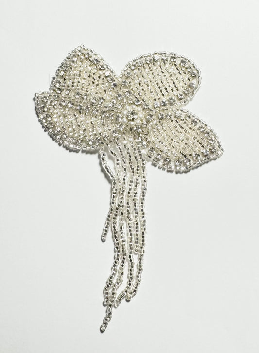 Flower Epaulet with Rhinestones and Pearls 6.5" x 4.5"