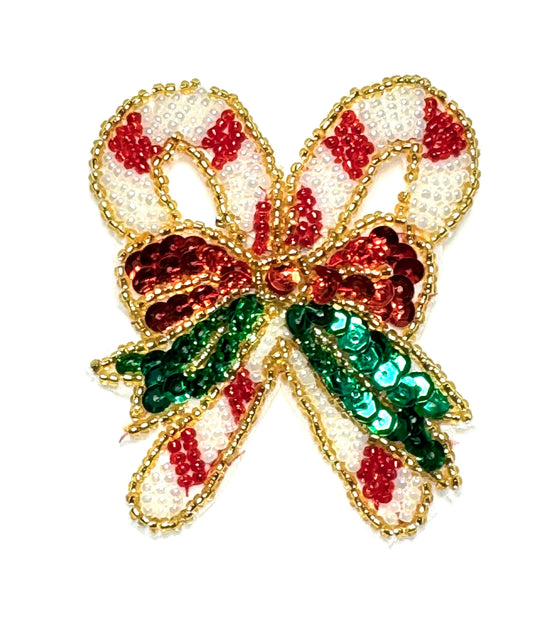 Candy Cane Beaded Appliqué 3" x 2.75"