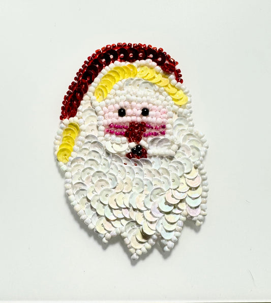 Santa Face with White Beard and Red Hat 2.75" x 2"