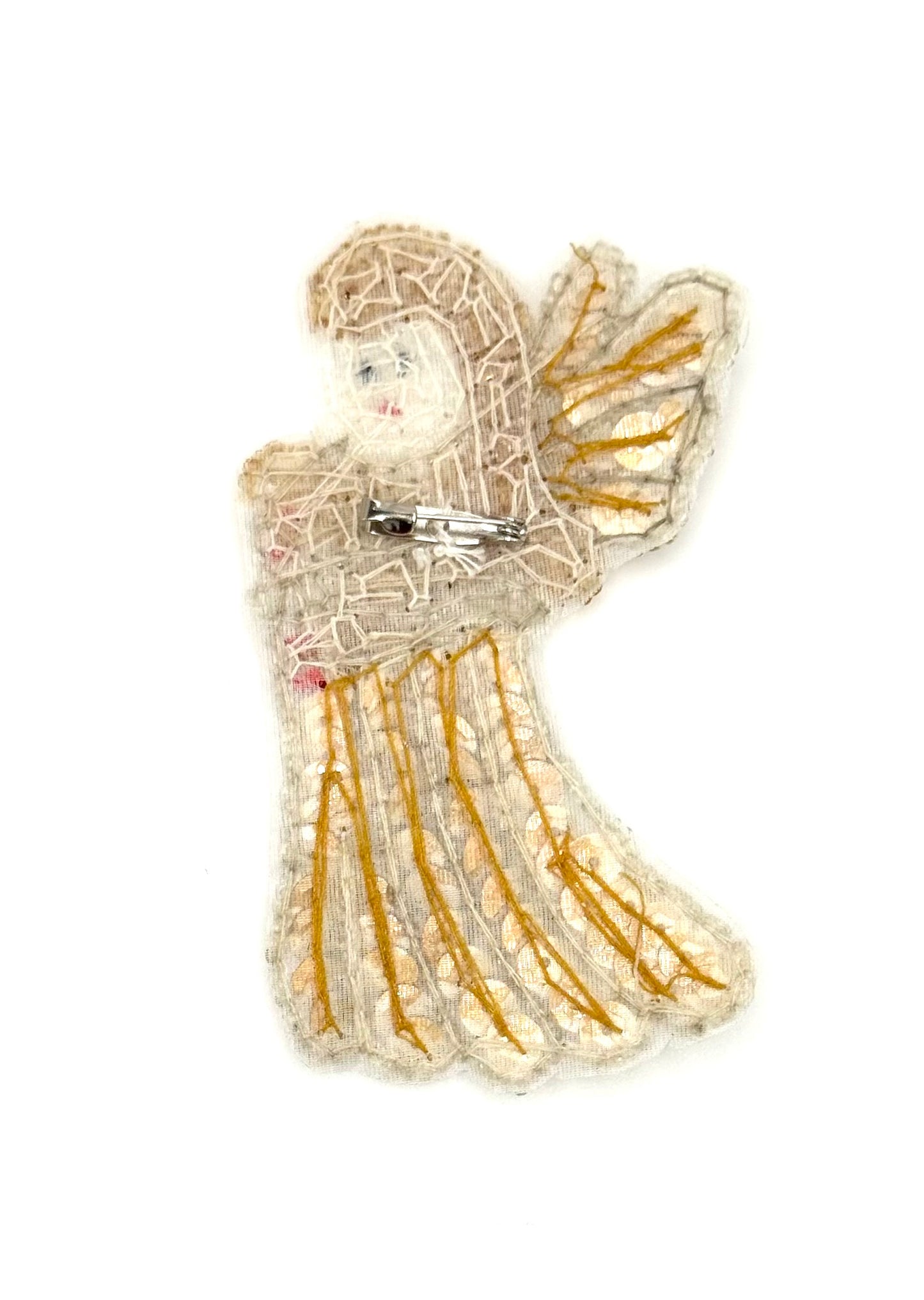 Ángel de Navidad con Lentejuelas Doradas y Cuentas 10,16 cm x 5,72 cm