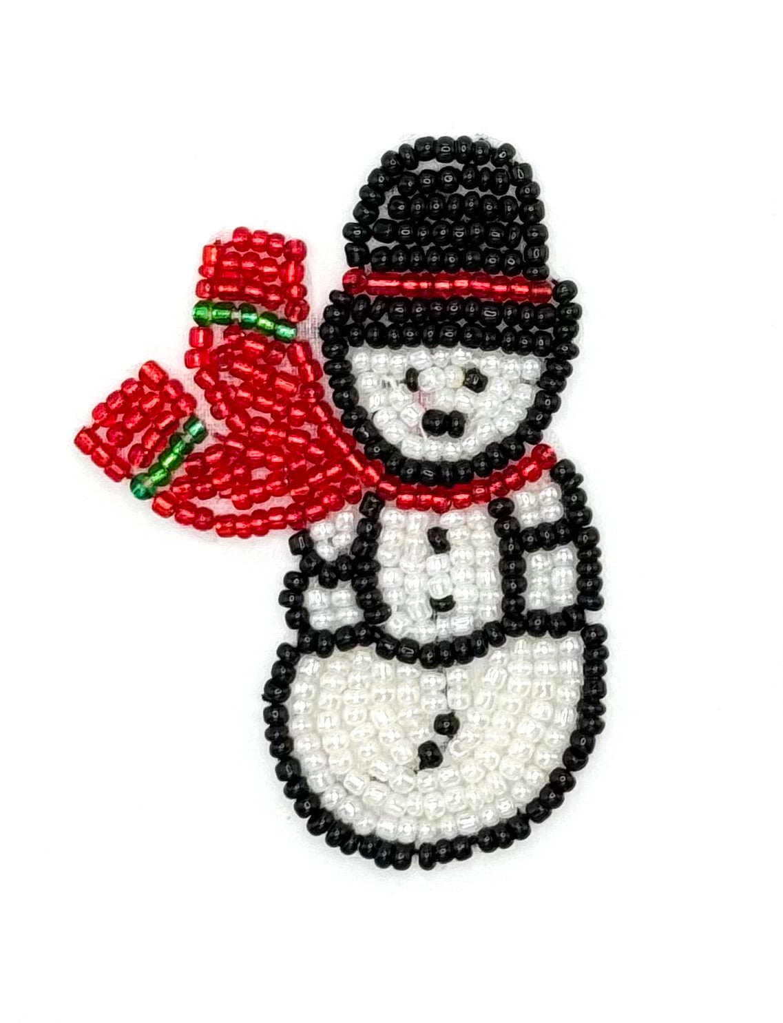 Snowman all Beaded with Scarf - Choice of Pair or Single 2.5" x 1.5"