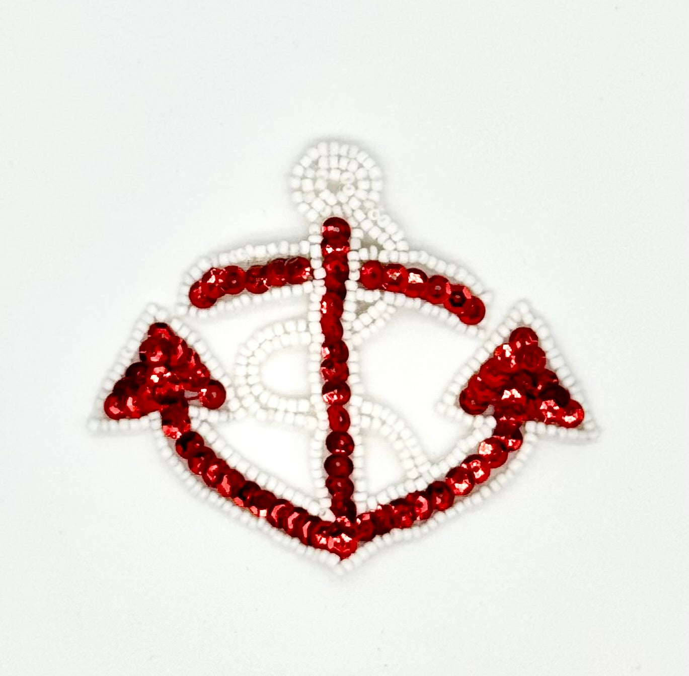 Ancla con Cuerda - Opciones de Color Lentejuelas Azules/Rojas/Doradas - Cuentas Blancas - 3.5" x 3"