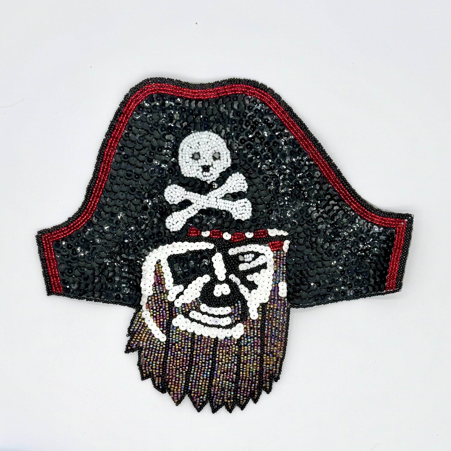 Pirate with Black, White, Red and Moonlight Sequins and Beads 8.5" x 9.5"