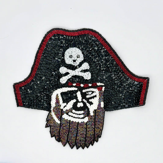 Pirate with Black, White, Red and Moonlight Sequins and Beads 8.5" x 9.5"