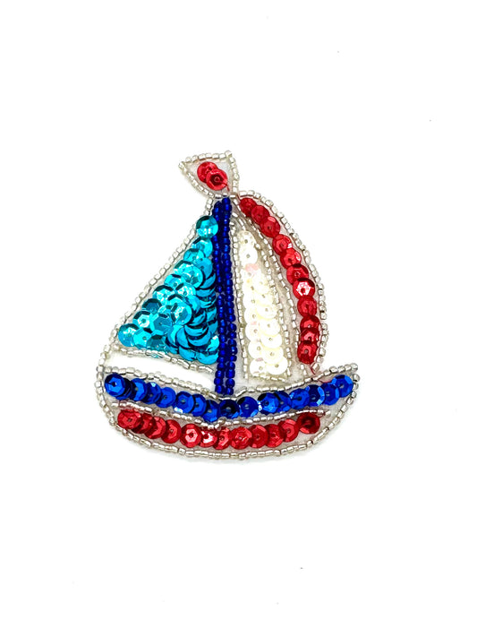 Sailboat with MultiColor Sequins and Beads 3"" x 2.5"