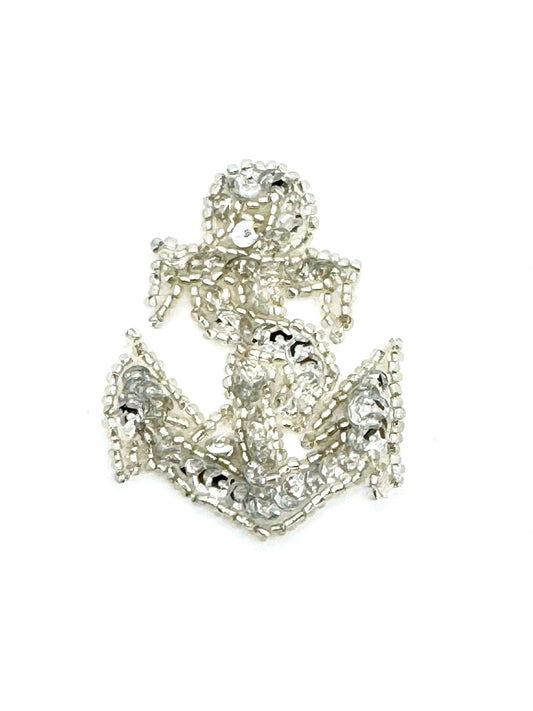 Choice Of Color - Anchor with Rope - Silver or Gold Sequins and Beads 2.25" x 1.5"
