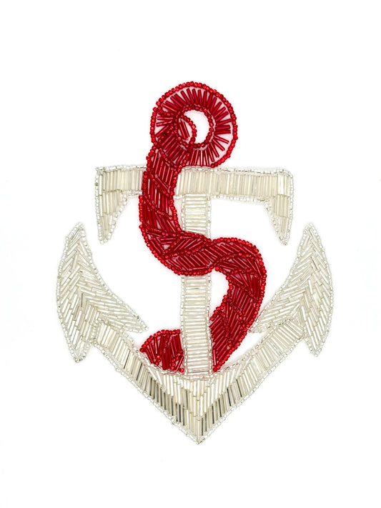 Anchor and Rope in Choice of Two Colors - Red/Silver or Royal Blue/Silver - 8.5" x 6.5"