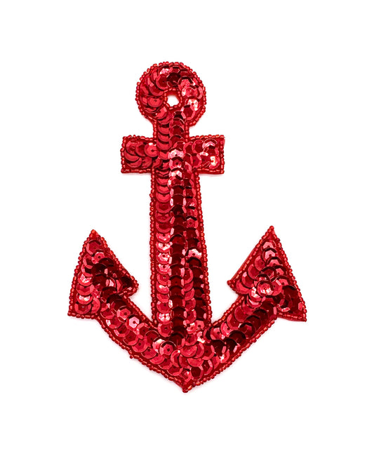 Anchor with Red Sequins and Beads - Choice of 3 Sizes