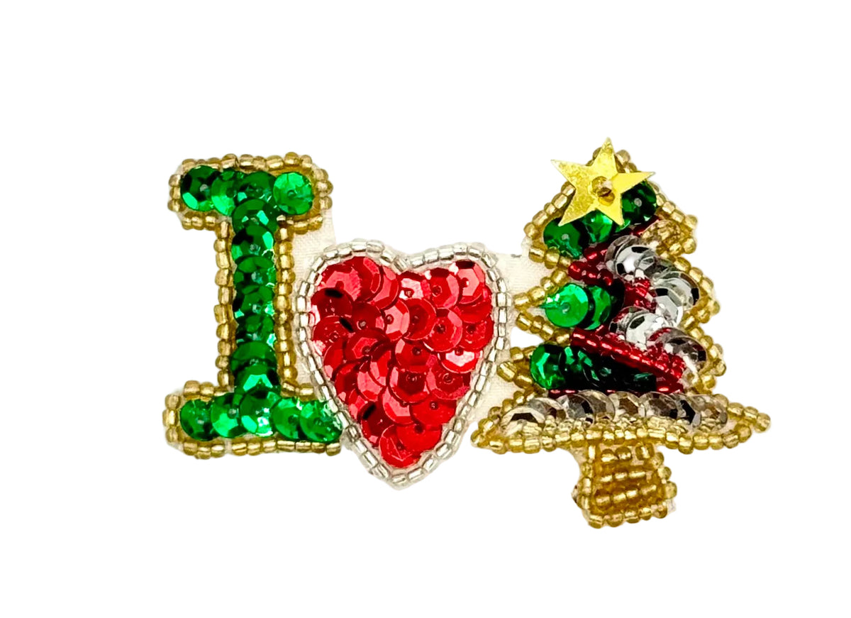 Amo (corazón) la Navidad (árbol) 3" x 2"