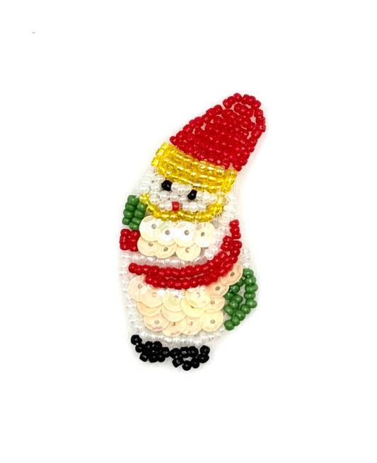Choice of Color -  Santa with Red Hat - Sequins and Glass Beads 2.25" x 1.25"