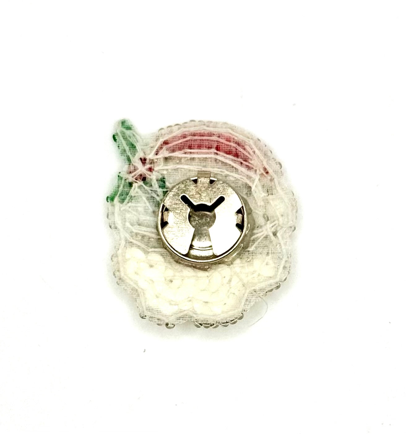 Santa Face with Hat and Holly - Sequins and Beads - 1.75” x 1.5”