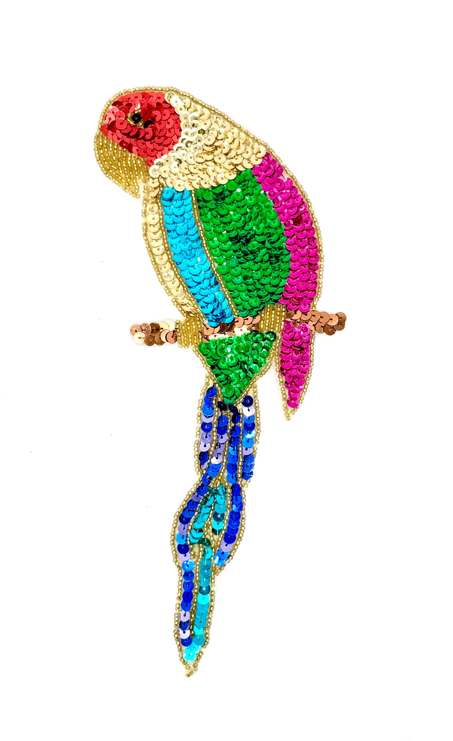 BEAUTIFUL Parrot with Multi-Colored Sequins and Beads 14.75" x 5.5"