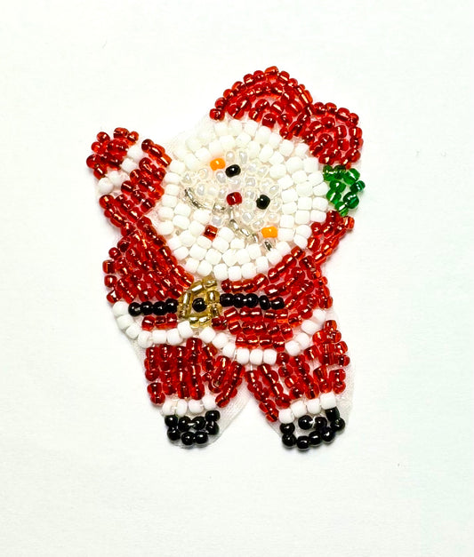Santa with Red and White Beads 2.25" x 1.5"