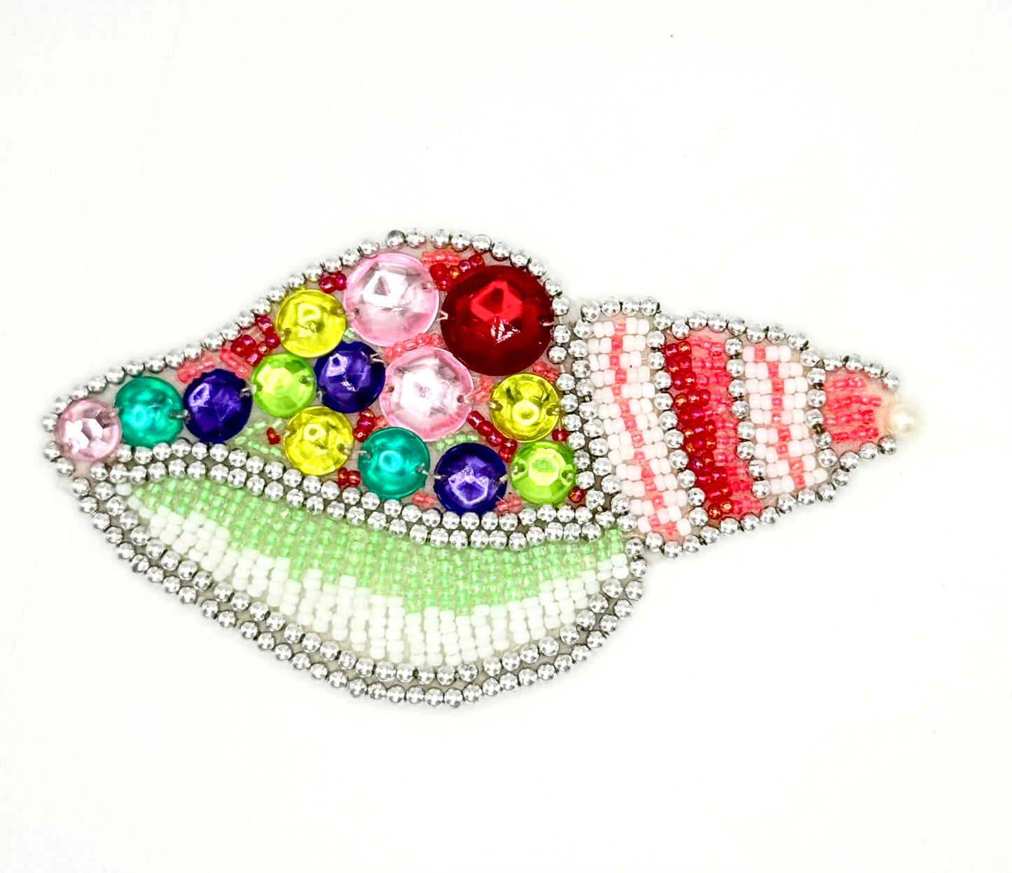 Seashell Appliqué - Multicolored Beads - Acrylic Stones 4.75" x 2.5"