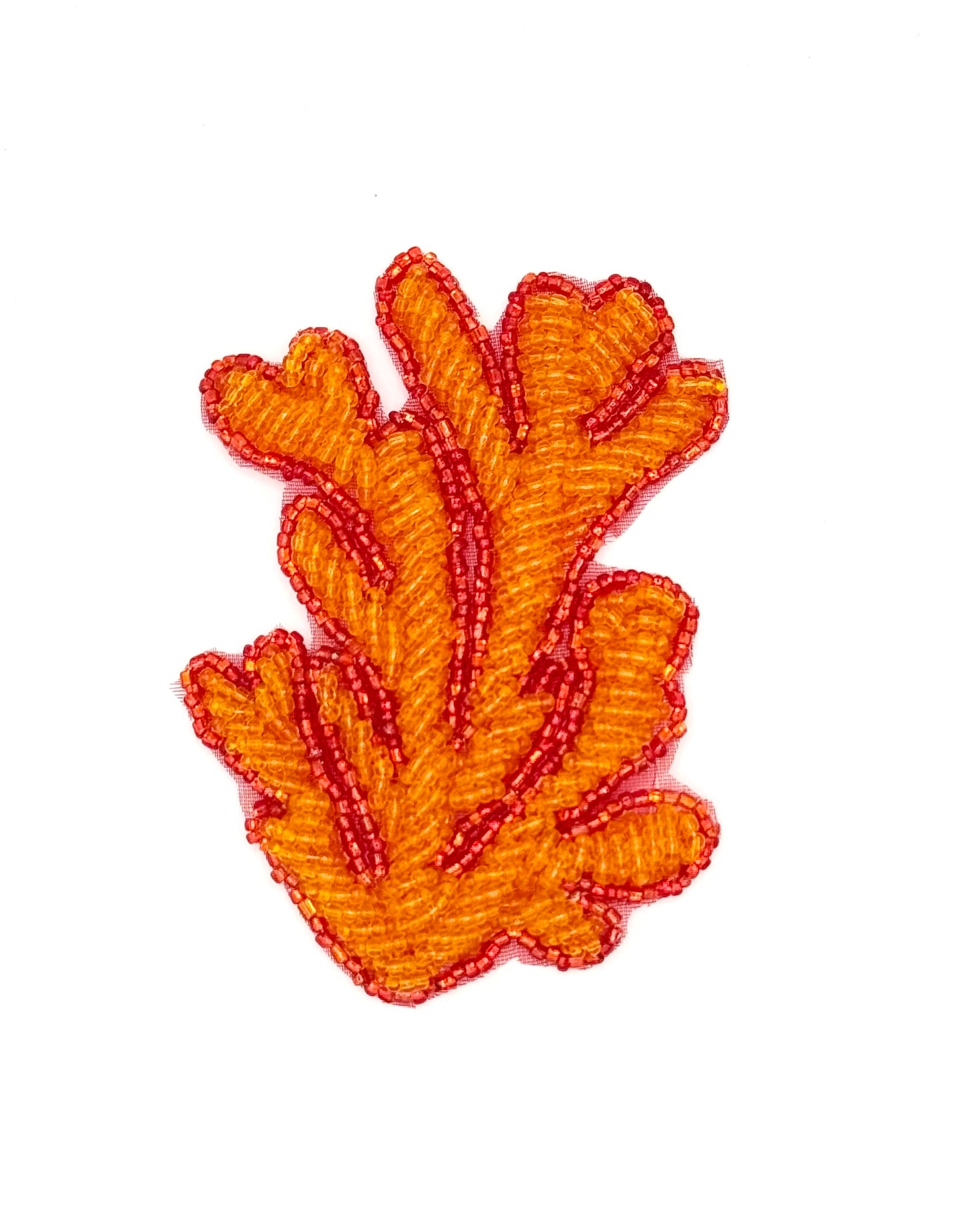 Sea Coral Appliqué - Red/Orange Glass Beads 3.5" x 2.75"