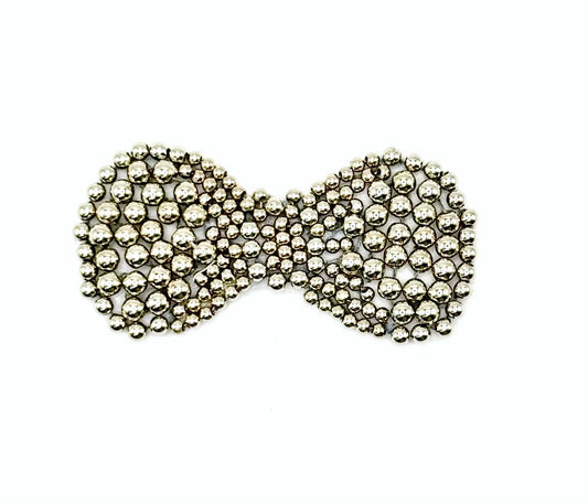 Bow with Silver Round Beads 3" x 1.5"