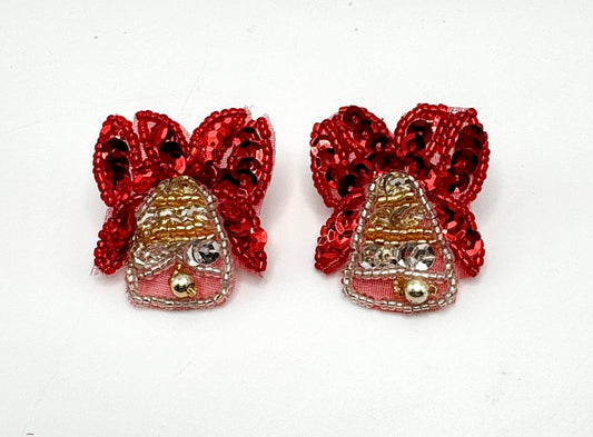 Christmas Bells with Red Bows and Little Bells 1.5" X 1.25"