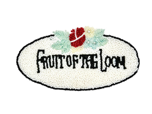 Vintage Fruit Cornucopia Beaded Appliqué – All Glass Beads, 6" x 3"