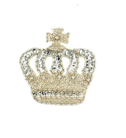 Crown with Silver Sequins, Beads and Rhinestones 3" x 3"