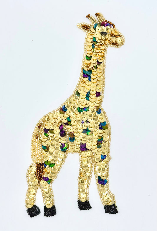 Giraffe - Gold and Moonlight Sequins 8" x 3.5"